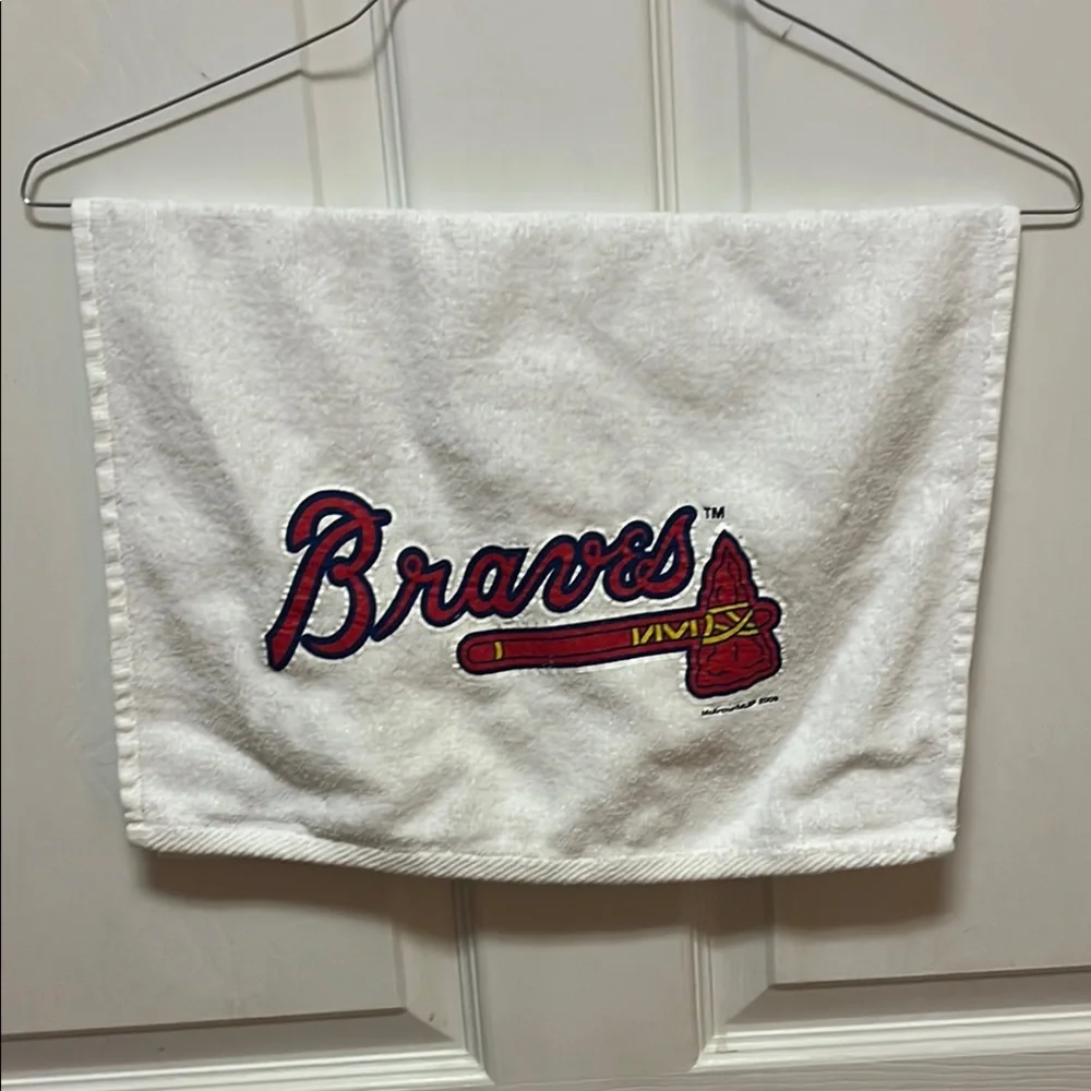 White Hand Towel with Braves Logo